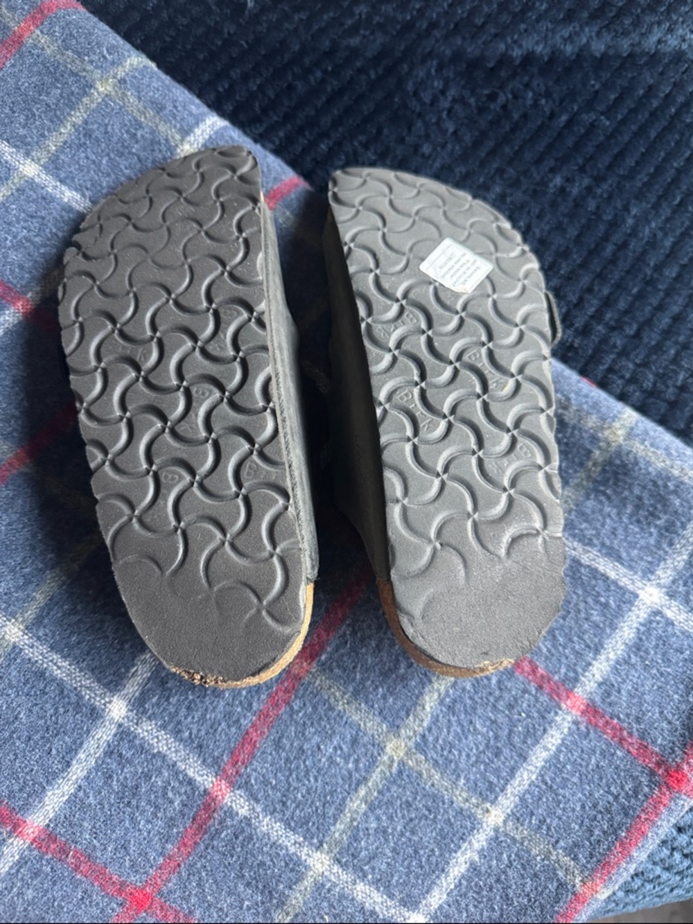 Black Birkenstock leather sandals with silver buckle 37/7 - Picture 2 of 4